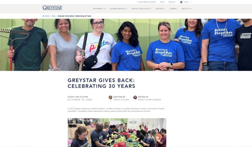 Greystar gives back