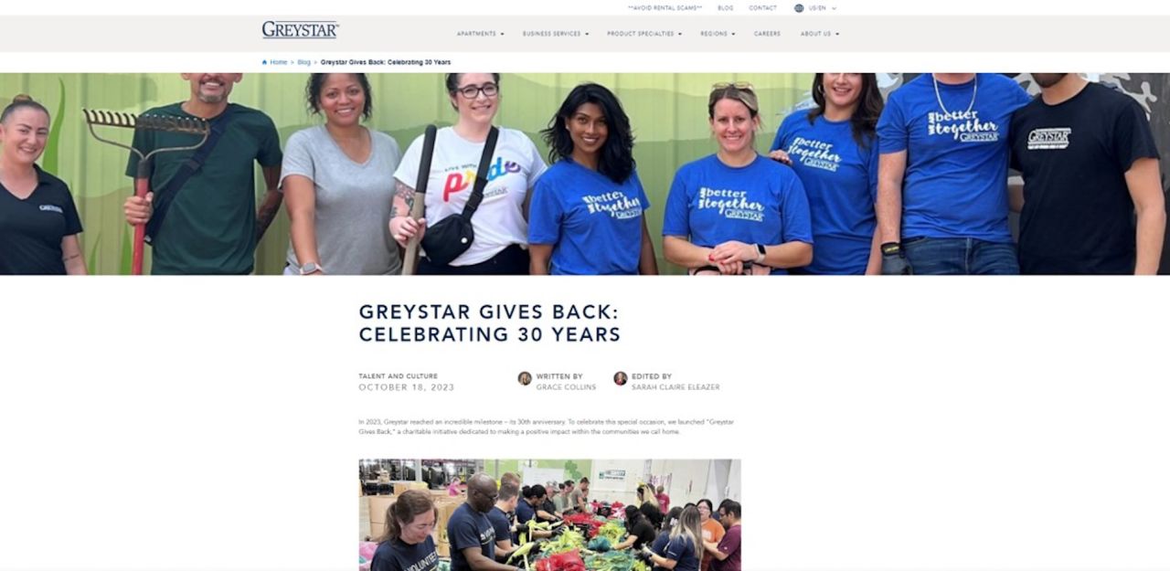 Greystar gives back